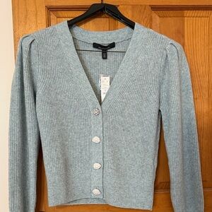 White House Black Market Jewel Button Cardigan in Heather Mint